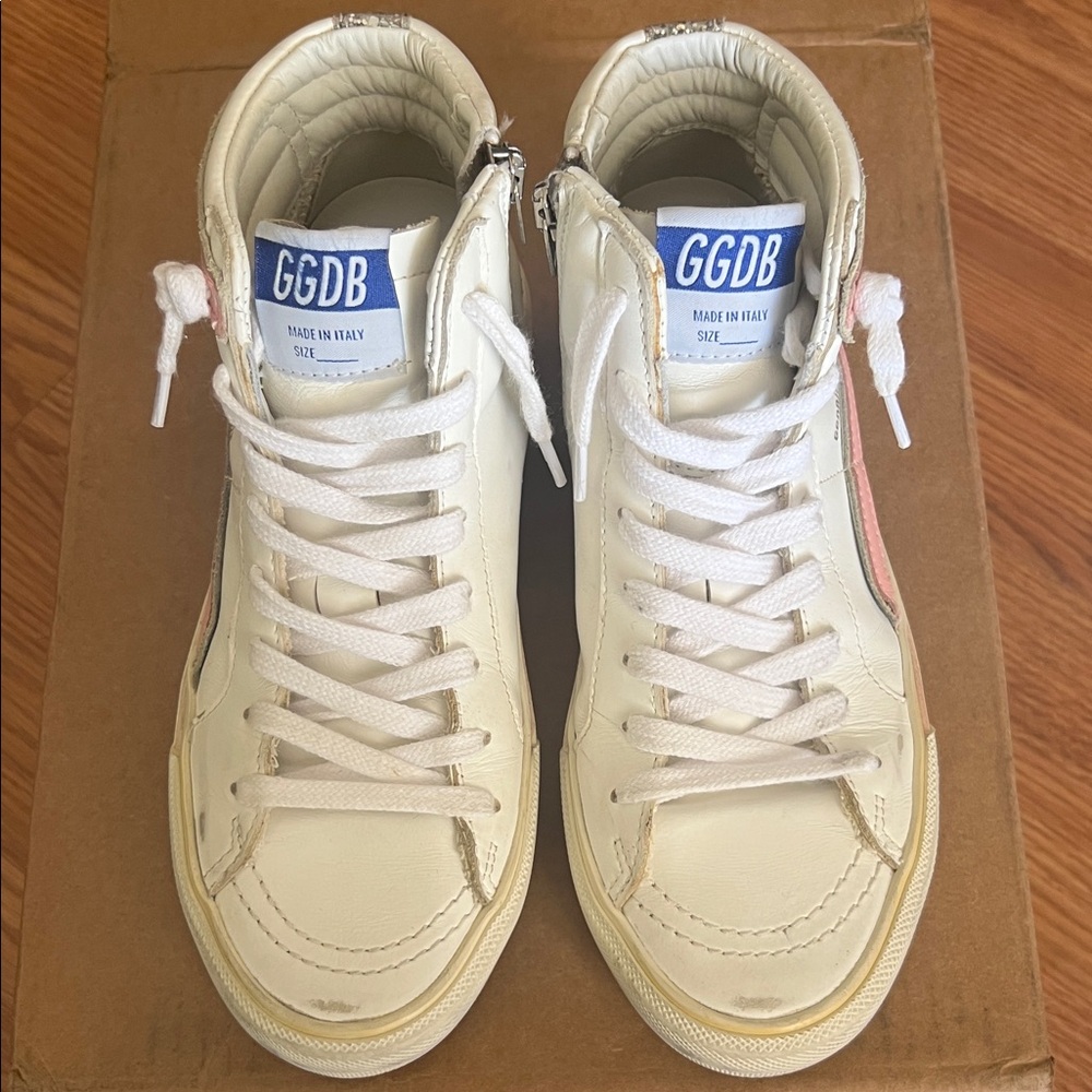 Golden Goose White Leather Slide Silver Glitter Pink Size 36 - Picture 4 of 8
